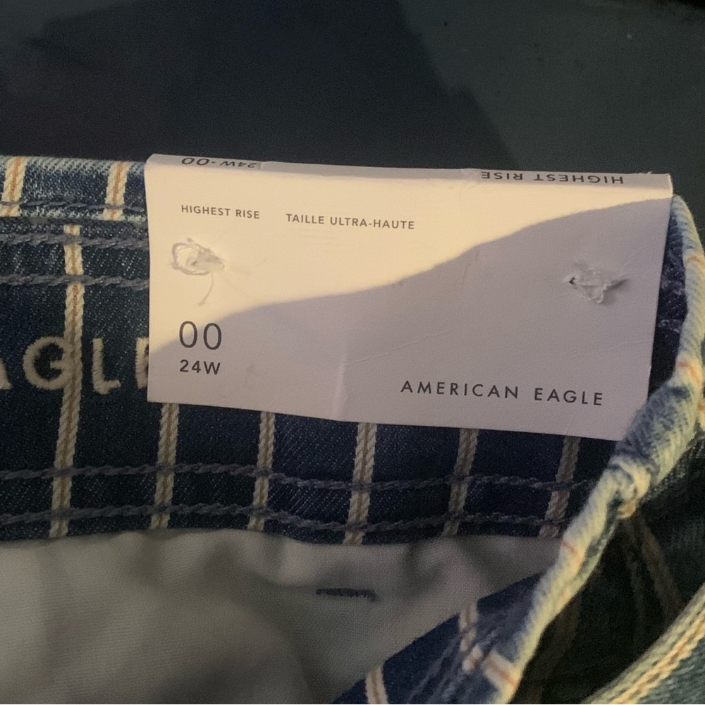 Striped Blue Denim Women Shorts American Eagle 00 24w New With Tags - Picture 4 of 7